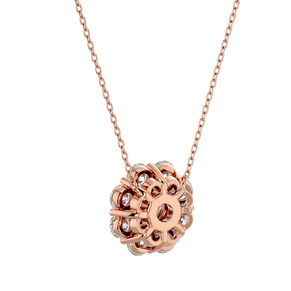 Round Shape Flower Halo Pendant with 0.12 carat Emerald diamond NA cut G color SI1 clarity