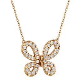 Butterfly Wing Diamond Pendant Necklace with 0.53 carat Round diamond Excellent cut I color I2 clarity Natural Diamond