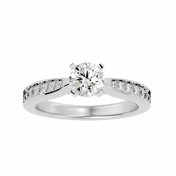Classic Pinpoint-Set Diamond Solitaire Engagement Ring Setting
