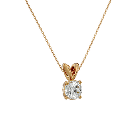 Classic Clasp Solitaire Diamond Pendant with 0.3 carat Round diamond Excellent cut D color VVS2 clarity Lab Diamond