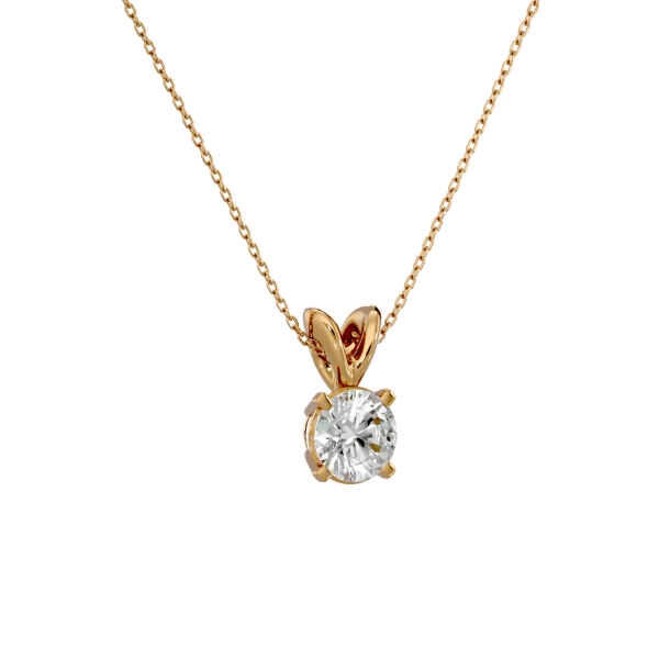 Classic Clasp Solitaire Diamond Pendant with 0.3 carat Round diamond Excellent cut D color VVS2 clarity Lab Diamond