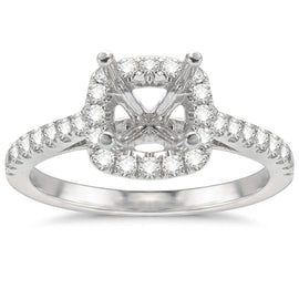 Aimee Cushion Halo Engagement Ring in 14K White Gold With 0.4 Carat Round Shape Natural Diamond