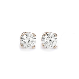 Asscher 14K White Gold Diamond Stud Earrings; Diamond Weight: 0.45 ctw With 0.36 Carat Round Shape Natural Diamond