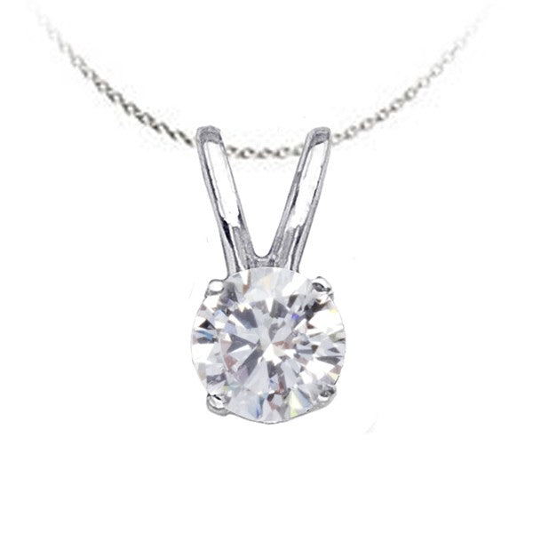 Solitaire Diamond Pendant in 14K White Gold; Shown with 0.25 ctw with 0.25 carat Round diamond Very Good cut J color VS2 clarity