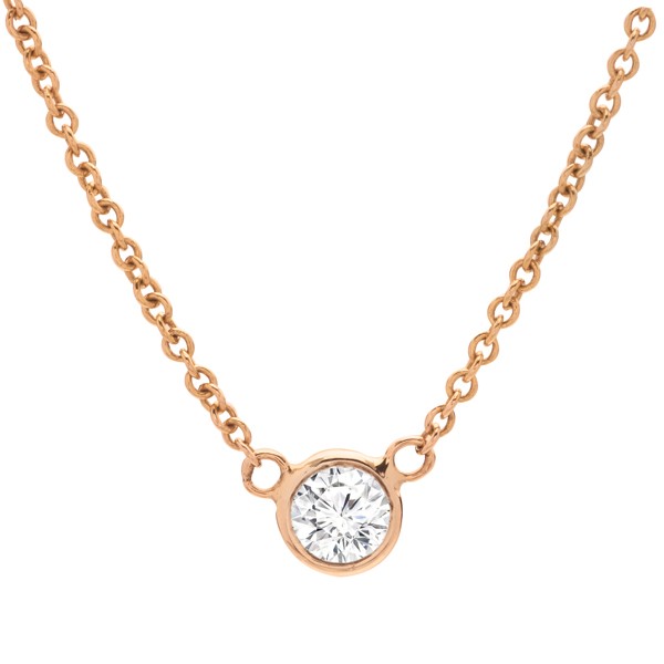 Bezel-Set Diamond Pendant Necklace in 14K Yellow Gold; Shown with 0.25 ct with 0.3 carat Round diamond Excellent cut J color VS2 clarity