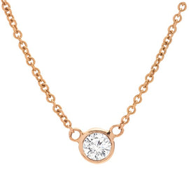 Bezel-Set Diamond Pendant Necklace in 14K Yellow Gold; Shown with 0.25 ct with 0.25 carat Round diamond Excellent cut I color SI1 clarity