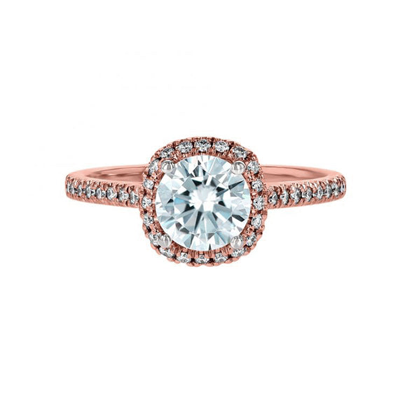 Cushion Infinity Halo Engagement Ring Split Shank Setting With 2.33 Carat Round Shape Lab Grown Diamond