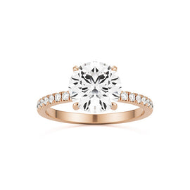 Cathedral Hidden Halo Engagement Ring Pave Setting With 0.21 Carat Round Shape Natural Diamond