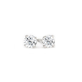 14K White Gold Diamond Stud Earrings; Diamond Weight: 0.45 ctw With 0.60 Carat Round Shape Lab Diamond