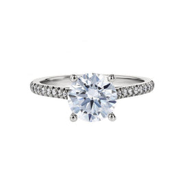 Asscher Trilogy Engagement Ring Infinity Claws Setting With 0.9 Carat Asscher Shape Natural Diamond