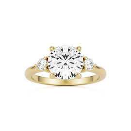 Cushion Split Band Engagement Ring Three Stone Setting With 1.53 Carat Cushion Shape Lab Grown Diamond