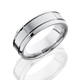 Cobalt Chrome Men's Wedding Band with Segmented Pattern 2