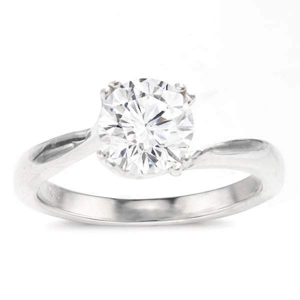 Kyra 14K White Gold Bypass Solitaire Engagement Ring