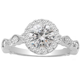 Ashla Vintage Style Halo in 14K White Gold; 1.80 ctw