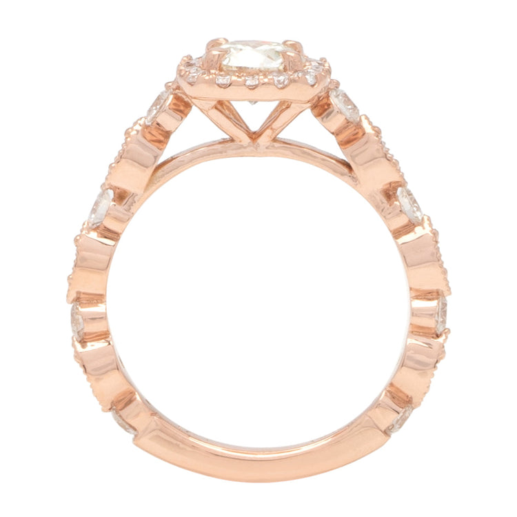Rory Cushion Halo Diamond Engagement Ring 14K Rose Gold; .30 ctw