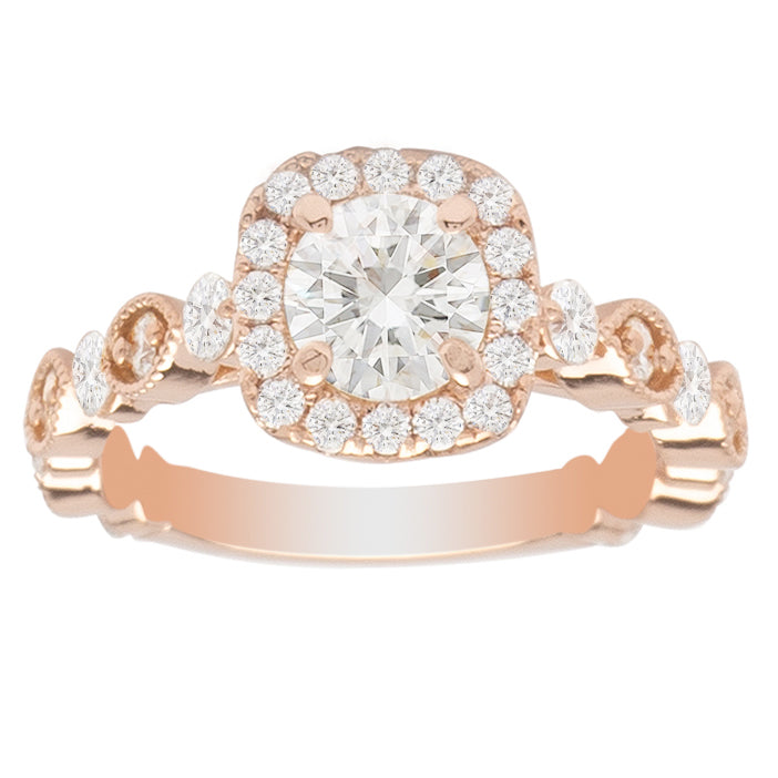 Rory Cushion Halo Diamond Engagement Ring 14K Rose Gold; .30 ctw