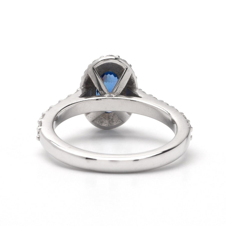 Sapphire Oval Halo Ring in Platinum; 1.94 CTW