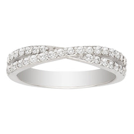 Criss Cross 14k White Gold Wedding Band; .50 CTW