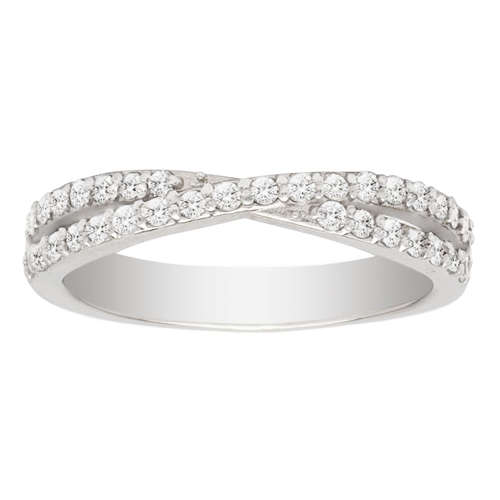Criss Cross 14k White Gold Wedding Band; .50 CTW