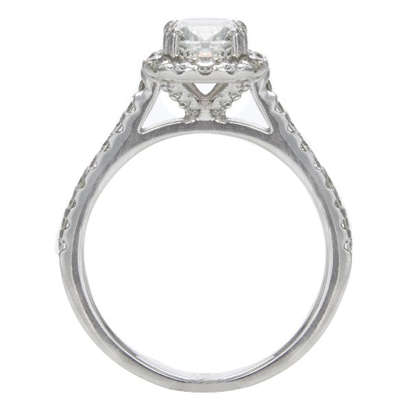 14K Cushion Halo Round Diamond Engagement Ring; Diamond Weight: 1.95 ctw