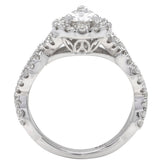 14K White Gold Pear Shaped Halo Diamond Ring; 0.70 CTW