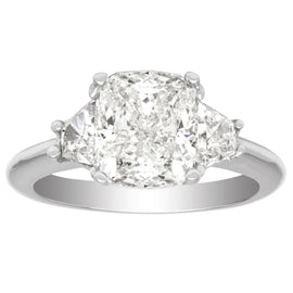14k White Gold Three Stone Diamond Ring; 3.78 CTW