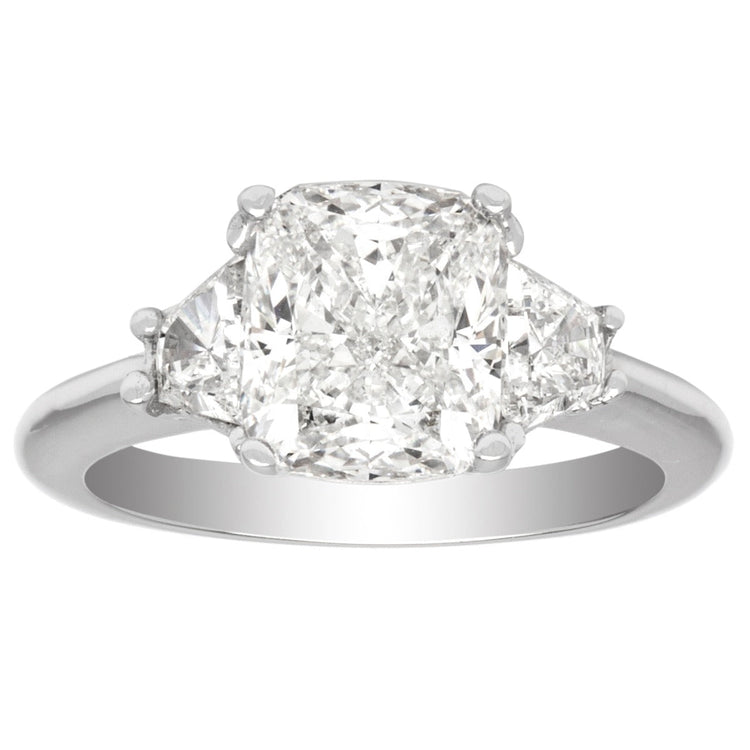 14k White Gold Three Stone Diamond Ring; 3.78 CTW