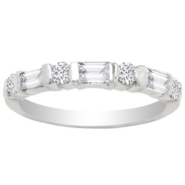 14K White Gold Baguette Diamond Band; .40 CTW