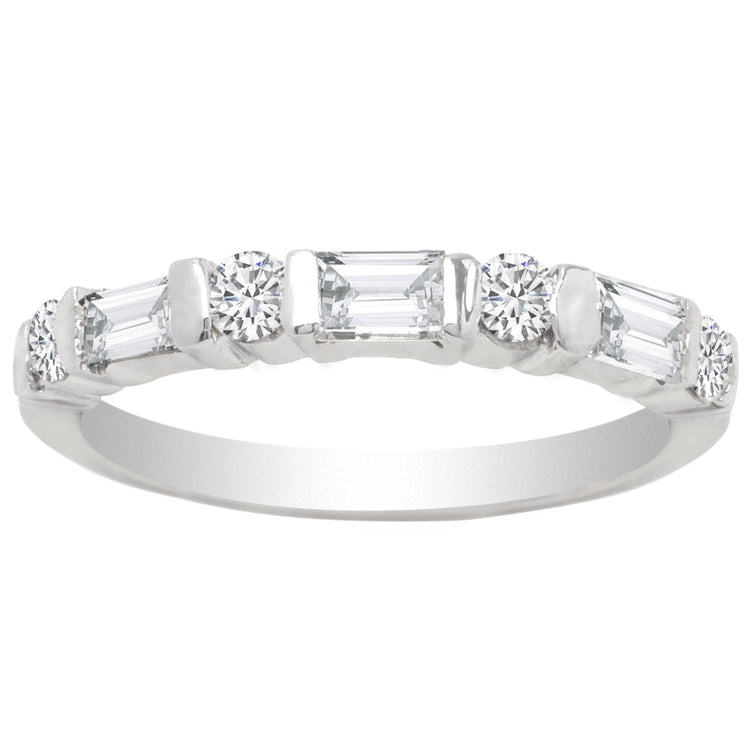 14K White Gold Baguette Diamond Band; .40 CTW
