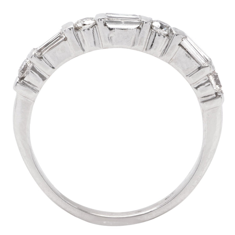14K White Gold Baguette Diamond Band; .40 CTW