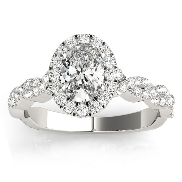 14k WG Oval Halo Diamond Ring; 1.22 CTW