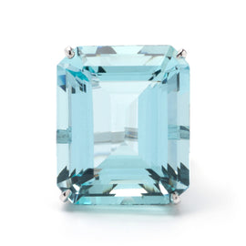 Aquamarine Ring in 14K White Gold; 54.07 CTW