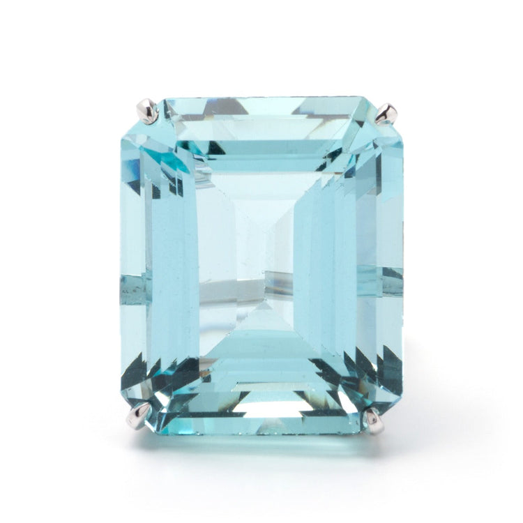Aquamarine Ring in 14K White Gold; 54.07 CTW