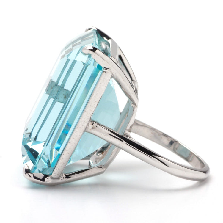 Aquamarine Ring in 14K White Gold; 54.07 CTW