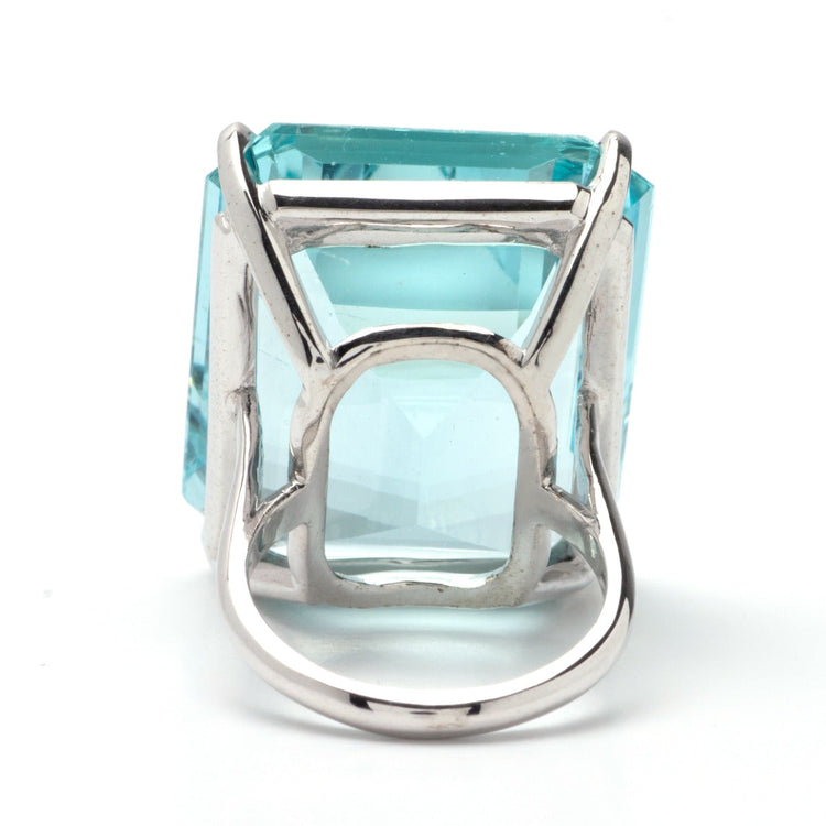 Aquamarine Ring in 14K White Gold; 54.07 CTW