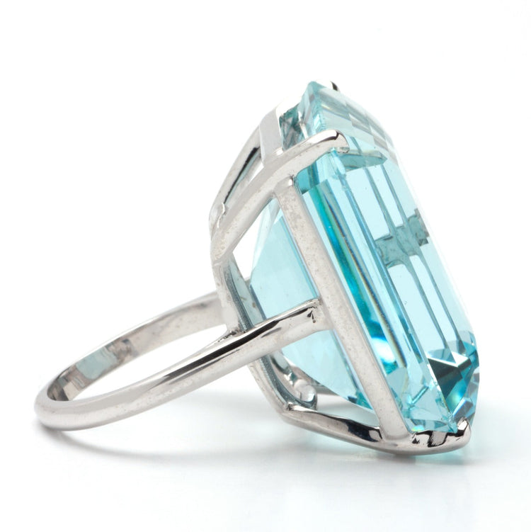 Aquamarine Ring in 14K White Gold; 54.07 CTW