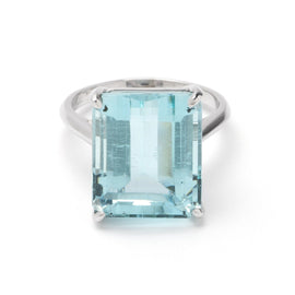 Aquamarine Ring in 14K White Gold; 11.40 CTW