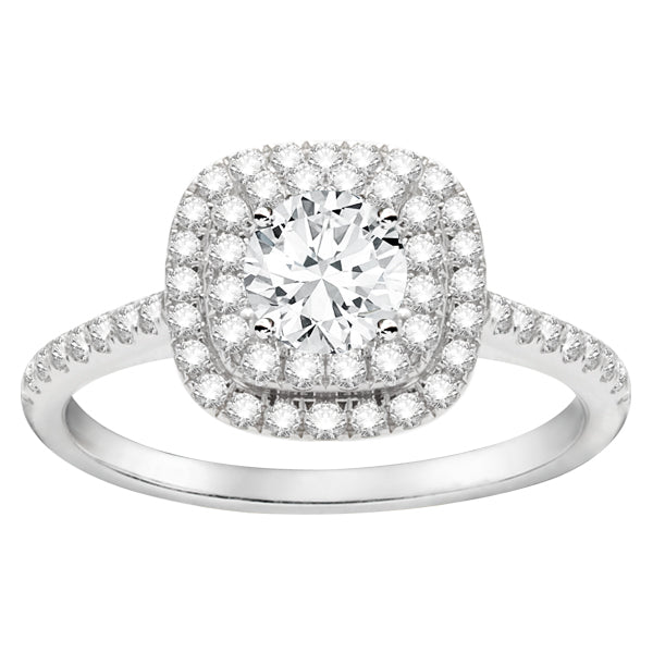Yara Double Halo Engagement Ring in 14K White Gold