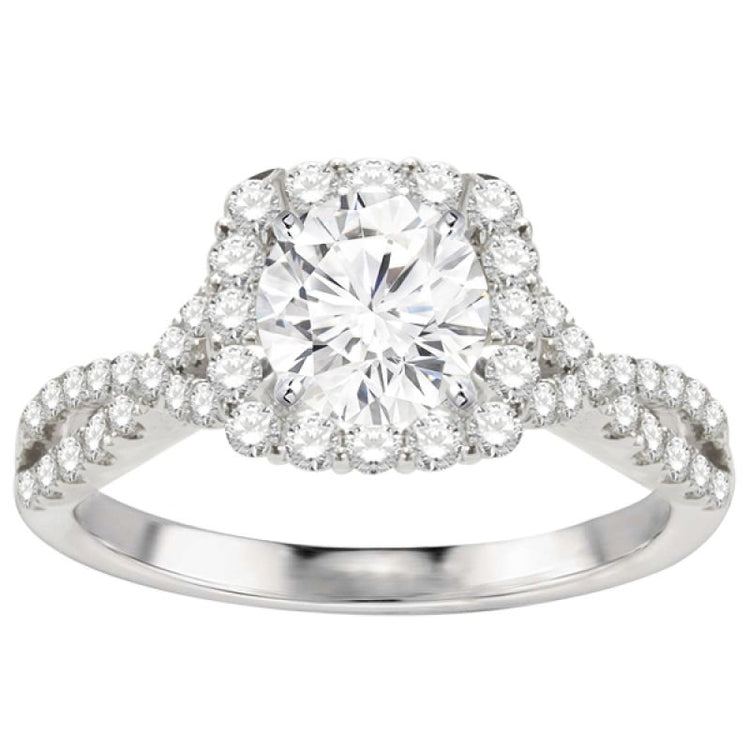Rosalba Cross Twist Engagement Ring in 14K White Gold; 0.65 ctw