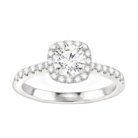 Annetta 14K White Gold Cushion Halo Diamond Engagement Ring; 0.50 ctw