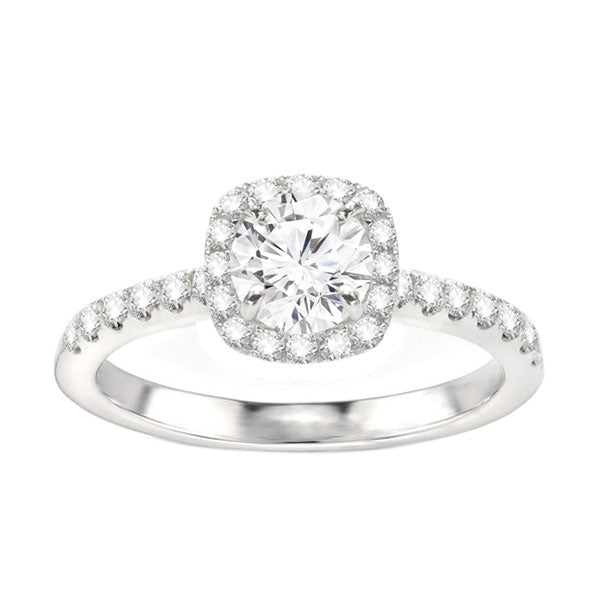 Annetta 14K White Gold Cushion Halo Diamond Engagement Ring; 0.50 ctw