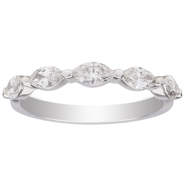Floating Marquise 14K WG Single Prong 5 Diamond Wedding Band; 0.70 ctw