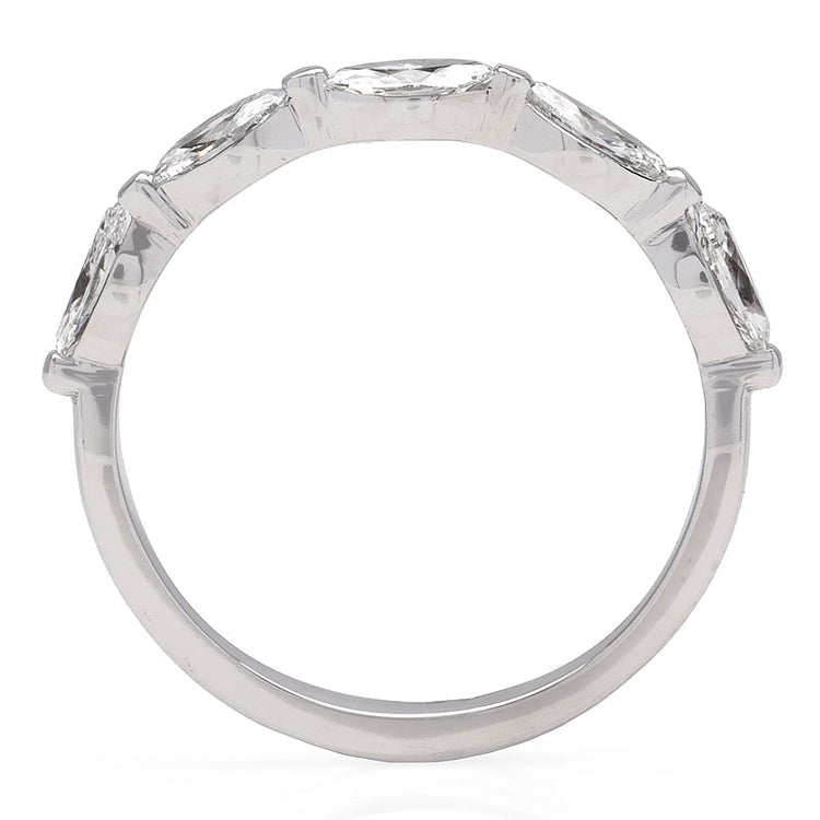 Floating Marquise 14K WG Single Prong 5 Diamond Wedding Band; 0.70 ctw