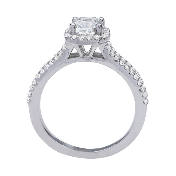 Sarah Halo with Cushion Diamond Engagement Ring in 14k White Gold; Diamond 0.40 ctw