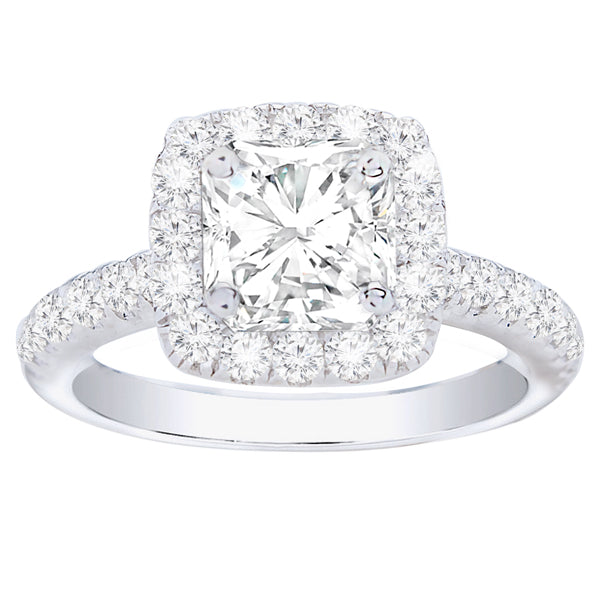 Lydia Halo Princess Cut Diamond Engagement Ring; 2.05ctw