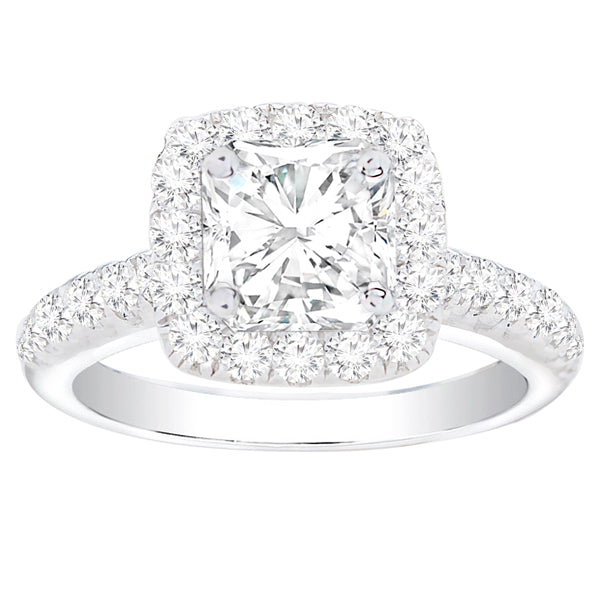 Lydia Halo Princess Cut Diamond Engagement Ring; 2.05ctw