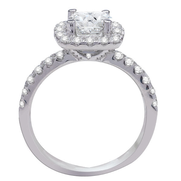 Ava 14K White Gold Cushion Halo Diamond Engagement Ring; .67 ctw