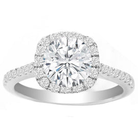 Aubri 14K WG Cushion Halo Engagement Ring; 0.37 ctw