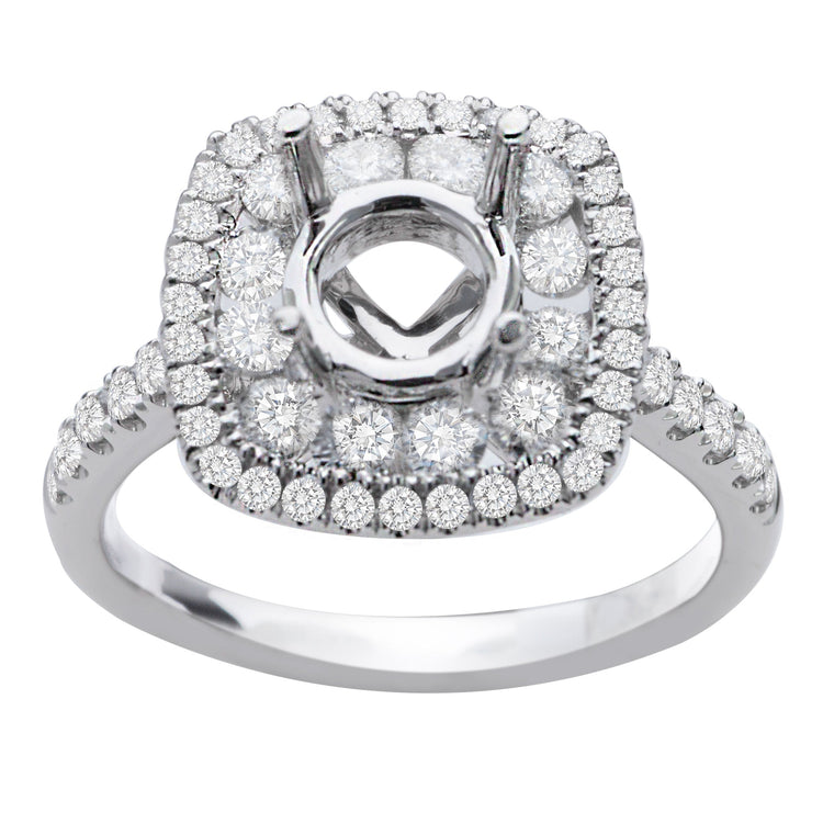 Hazel Double Halo Engagement Ring in 14K White Gold; 0.85 ctw