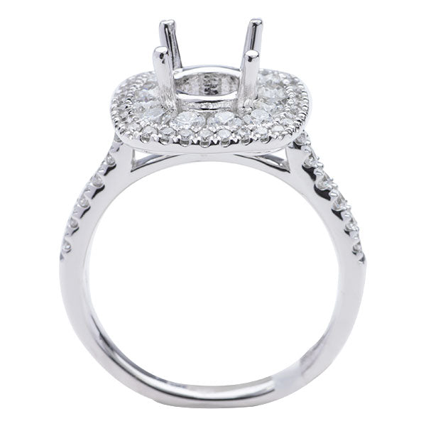 Hazel Double Halo Engagement Ring in 14K White Gold; 0.85 ctw
